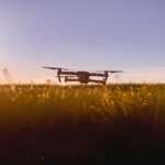 Drone over agricultural field