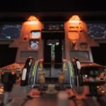 Aircraft cockpit at dusk
